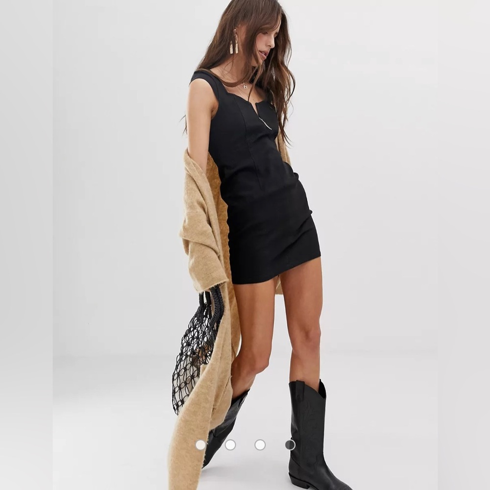 FREE PEOPLE | Black Lia Denim Mini Dress | Size S